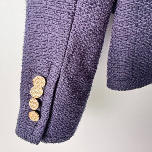 Talbots Cropped Zippered Collarless Blazer Navy - Picture 7 of 11